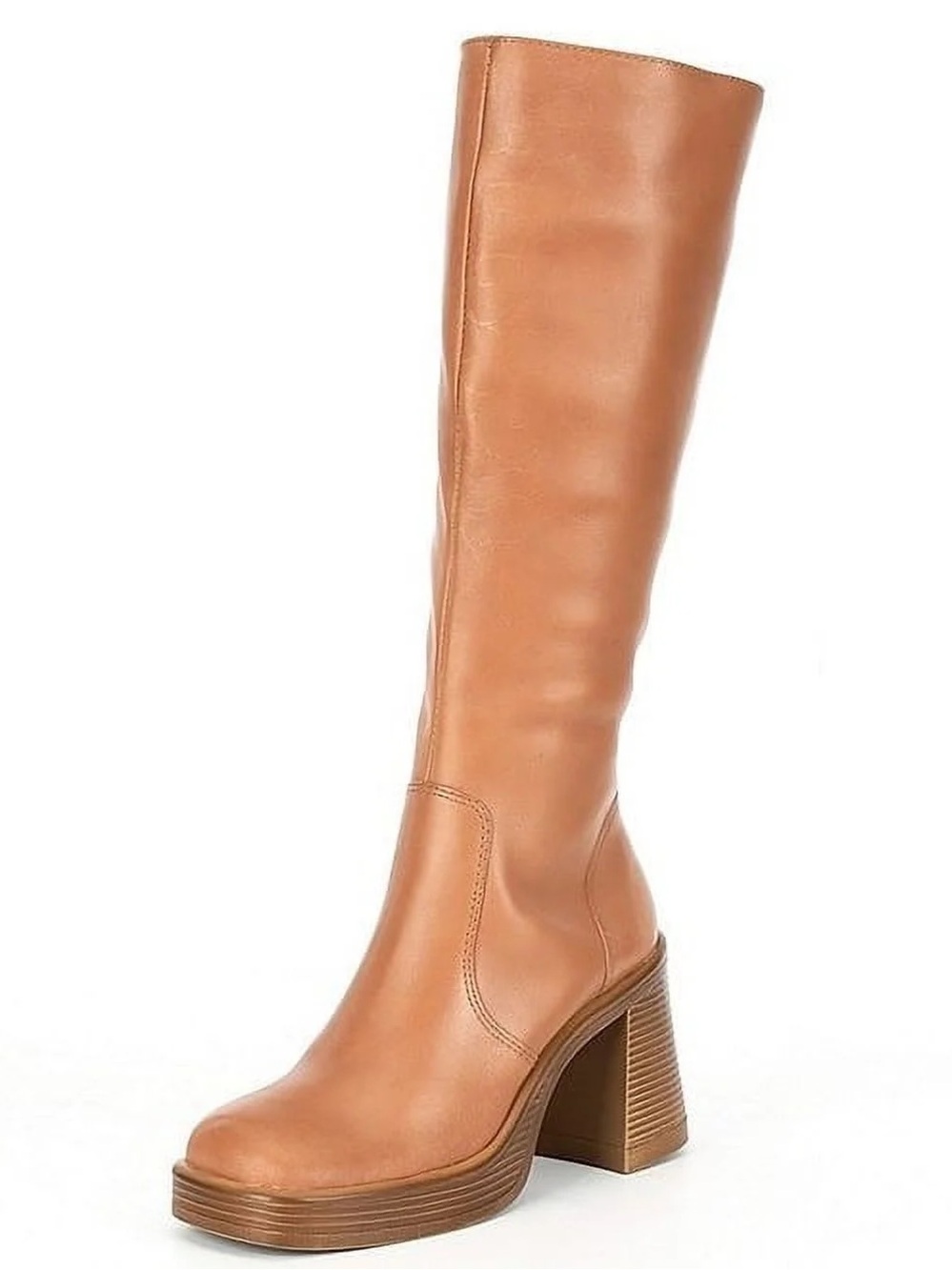Steve Madden Fanatik Tan Platform Knee-High Block Heel Boots